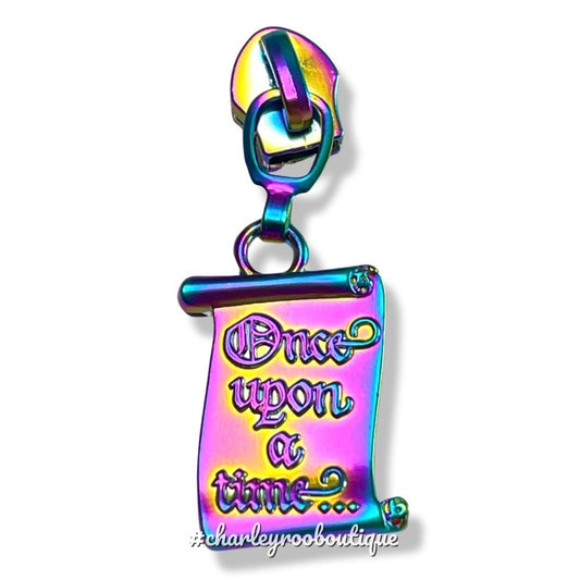 Zipper Pull, Once Upon a Time Scroll, Matte Rainbow