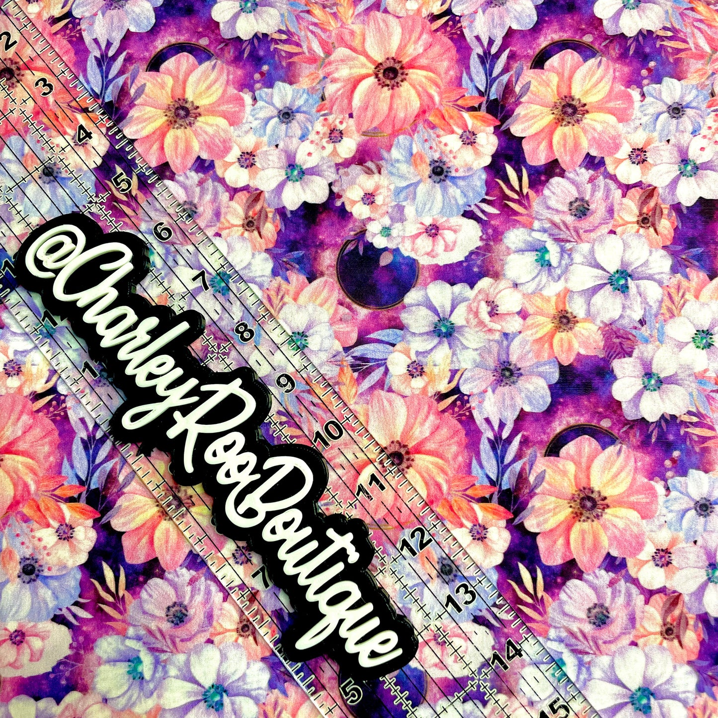 Exclusive, 9x14 Tumbler Cut, Custom Fabric, CW Cotton Woven, High Quality, Tumbler Fabric, Purple Floral, Galaxy, Elipse