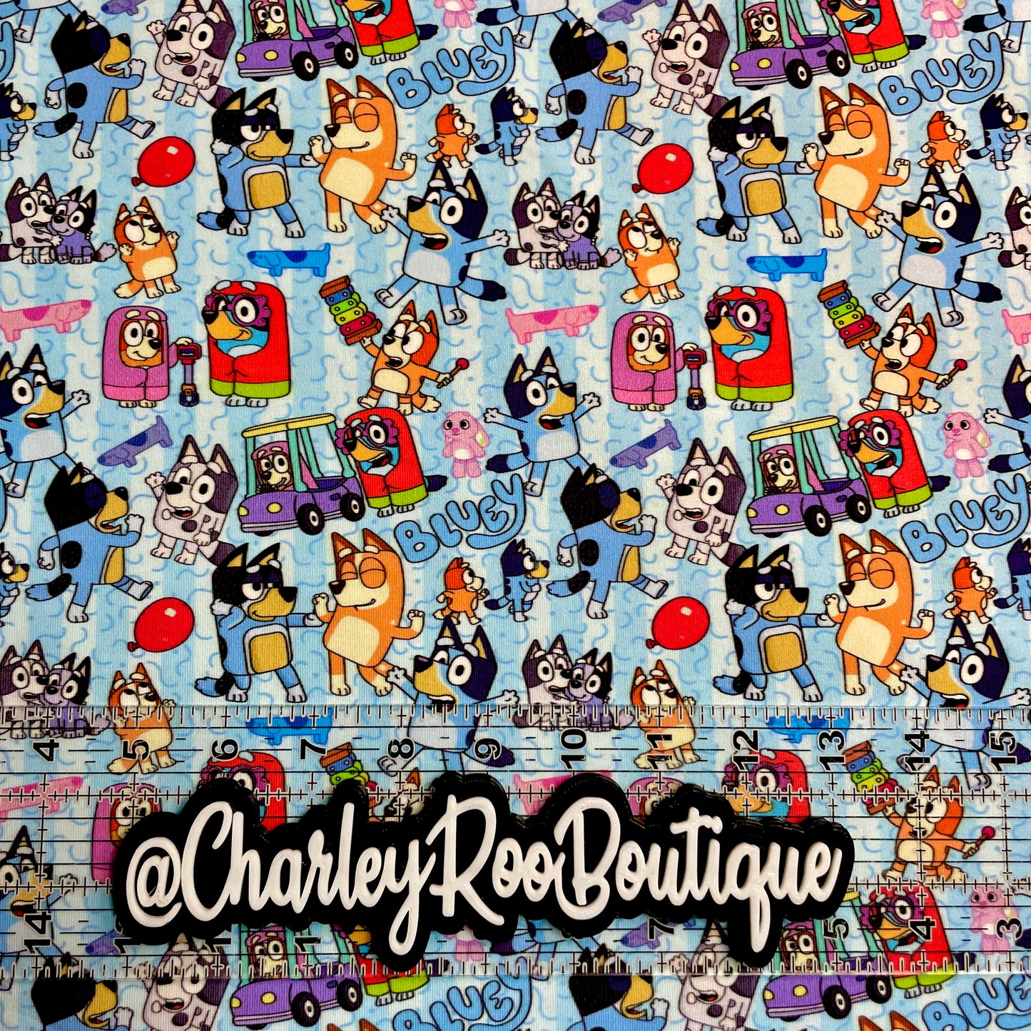 Exclusive, 9x14 Tumbler Cut, Custom Fabric, CottonSpandex, High Quality, Tumbler Fabric, CRB, Long Dog, Bluey Stripe