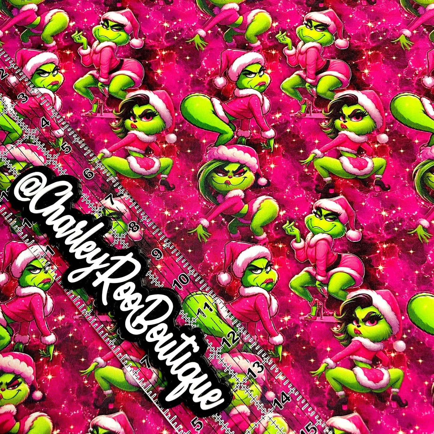 Exclusive, 9x14 Tumbler Cut, Custom Fabric, CottonSpandex, High Quality, Tumbler Fabric, Bougie Grinch Girl, No Words