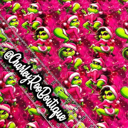 Exclusive, 9x14 Tumbler Cut, Custom Fabric, CottonSpandex, High Quality, Tumbler Fabric, Bougie Grinch Girl, No Words