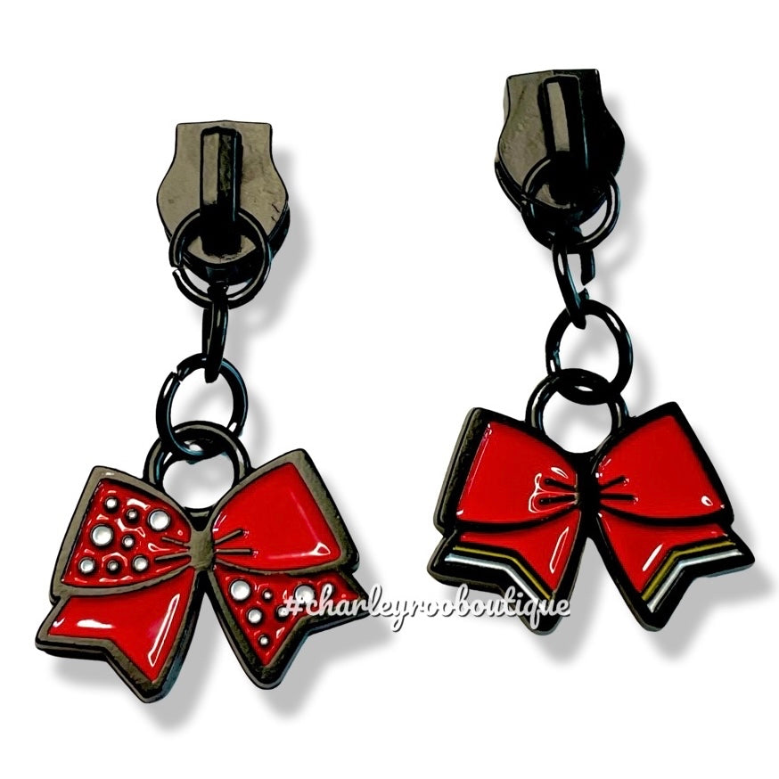 Zipper Pull, Bow, Black/Red