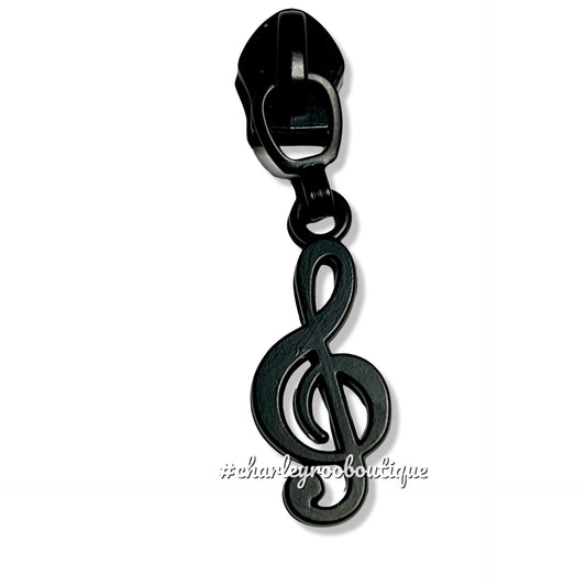 Zipper Pull, Music Note, Matte Black