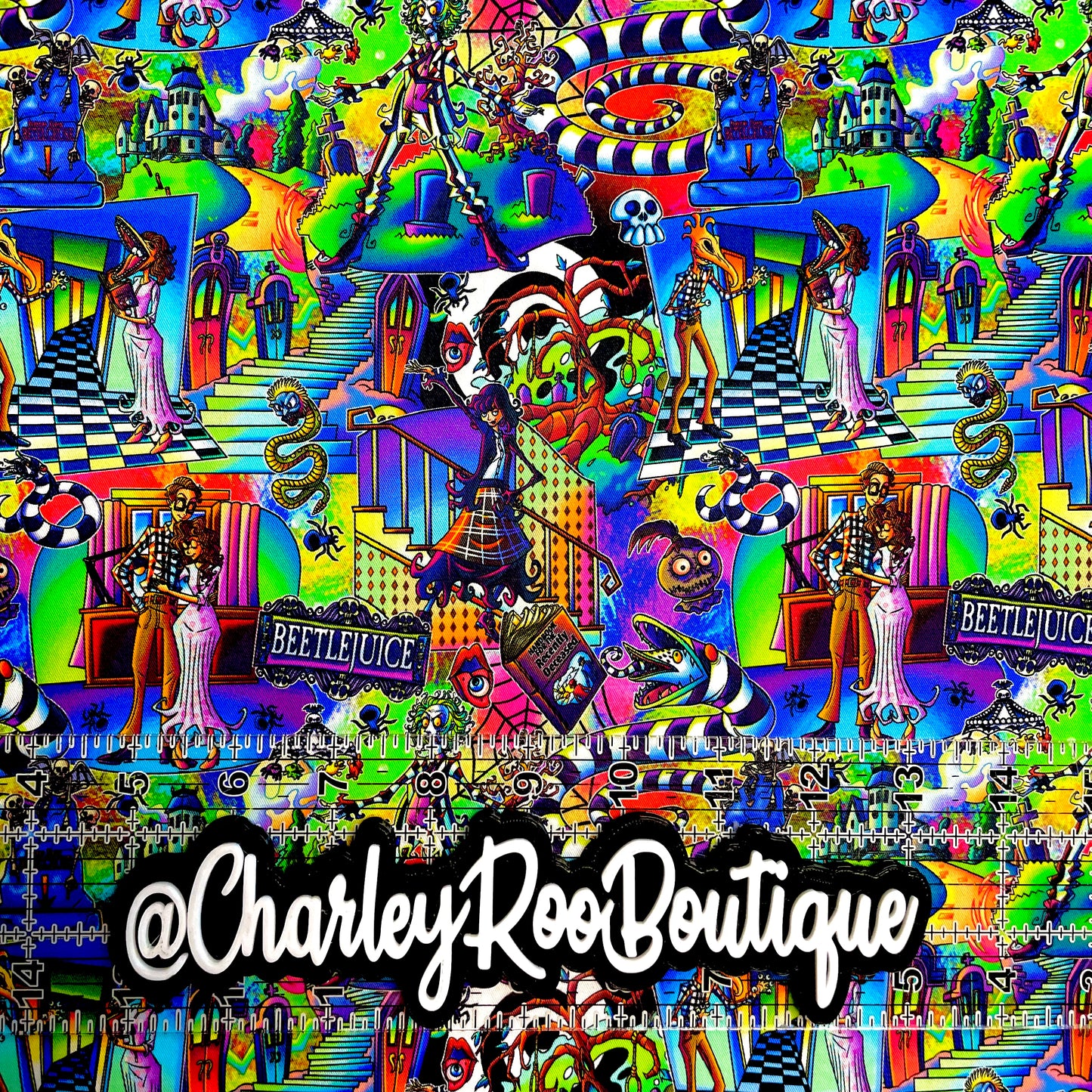 9x14 Tumbler Cut, Custom Fabric, CW Cotton Woven, High Quality, Mask Cut, Tumbler Fabric, Beetlejuice New