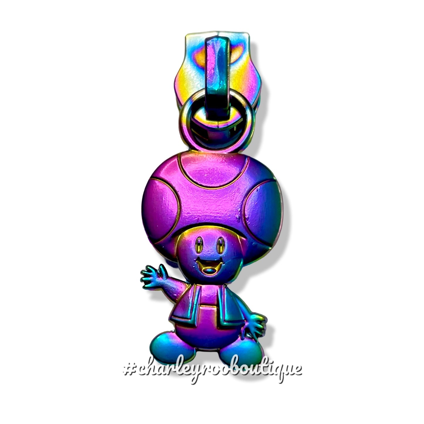 Zipper Pull, Mario, Mushroom Head, Toad, Gamer, Rainbow Matte