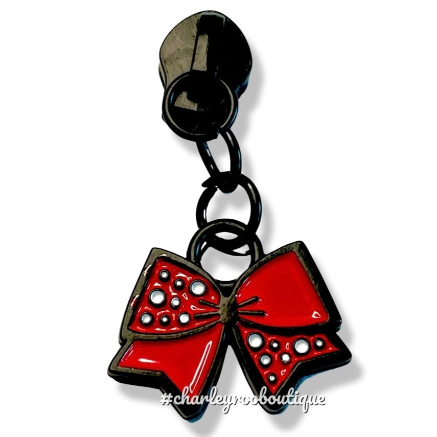 Zipper Pull, Bow, Black/Red