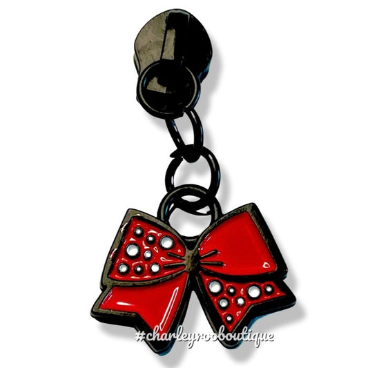Zipper Pull, Bow, Black/Red