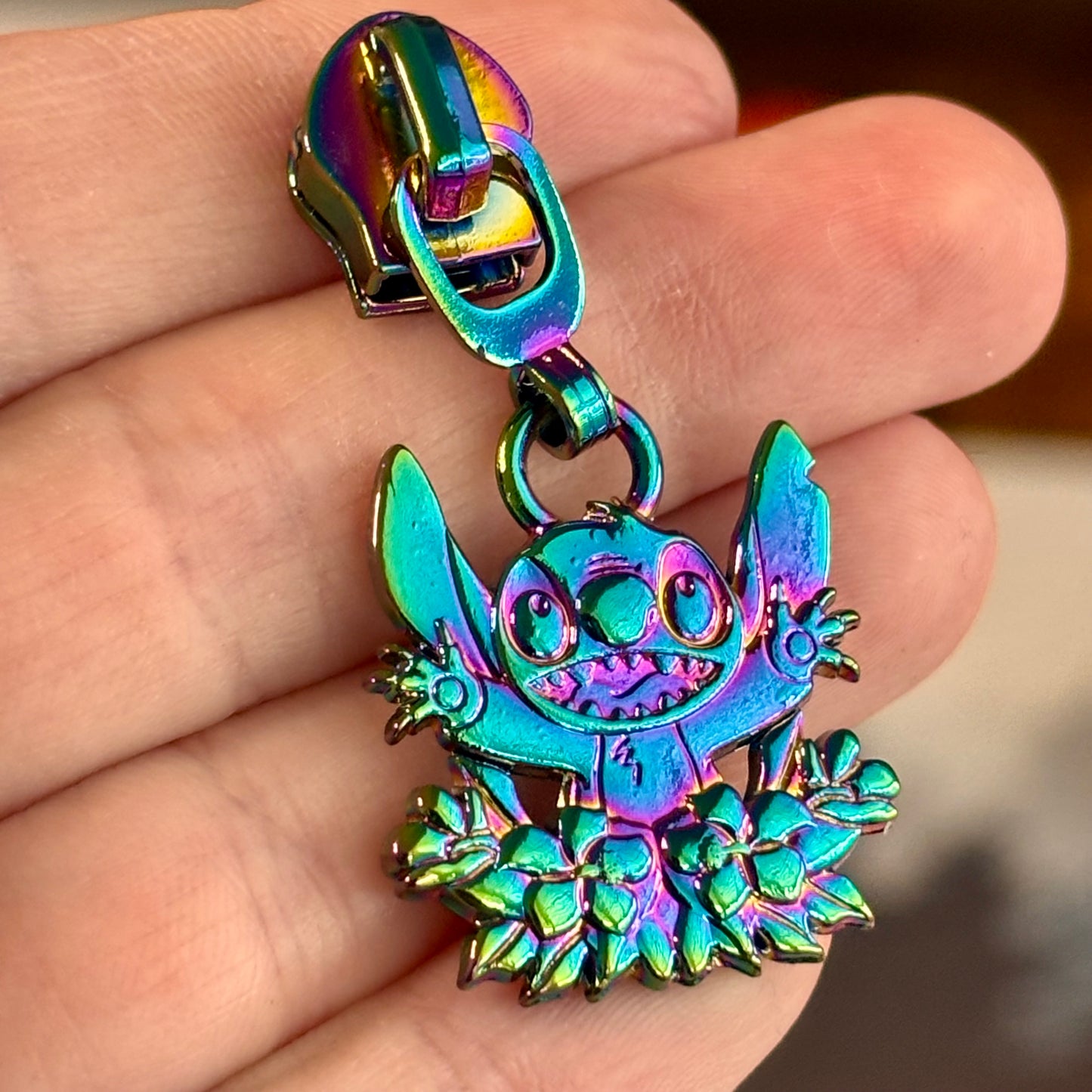 Zipper Pull, Floral Stitch, Rainbow