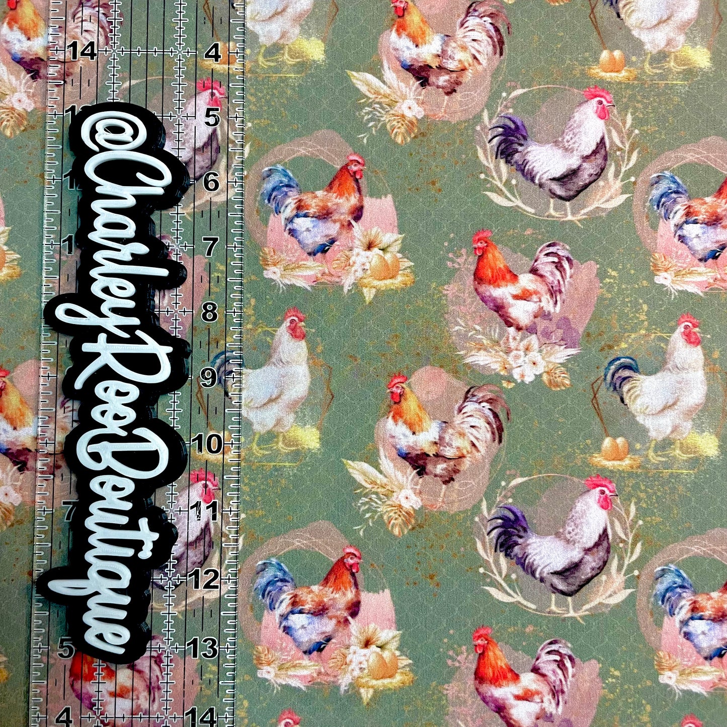 Exclusive, 9x14 Tumbler Cut, Custom Fabric, CW Cotton Woven, High Quality, Tumbler Fabric, Boho Chickens, Farm Life