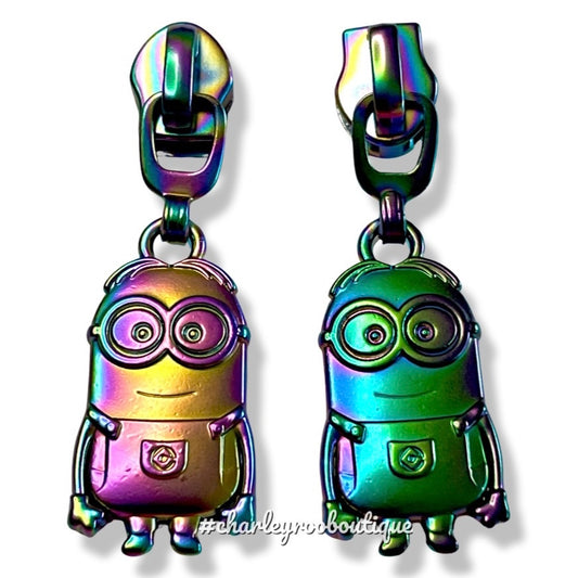 Zipper Pull, Large Minion, Matte Rainbow