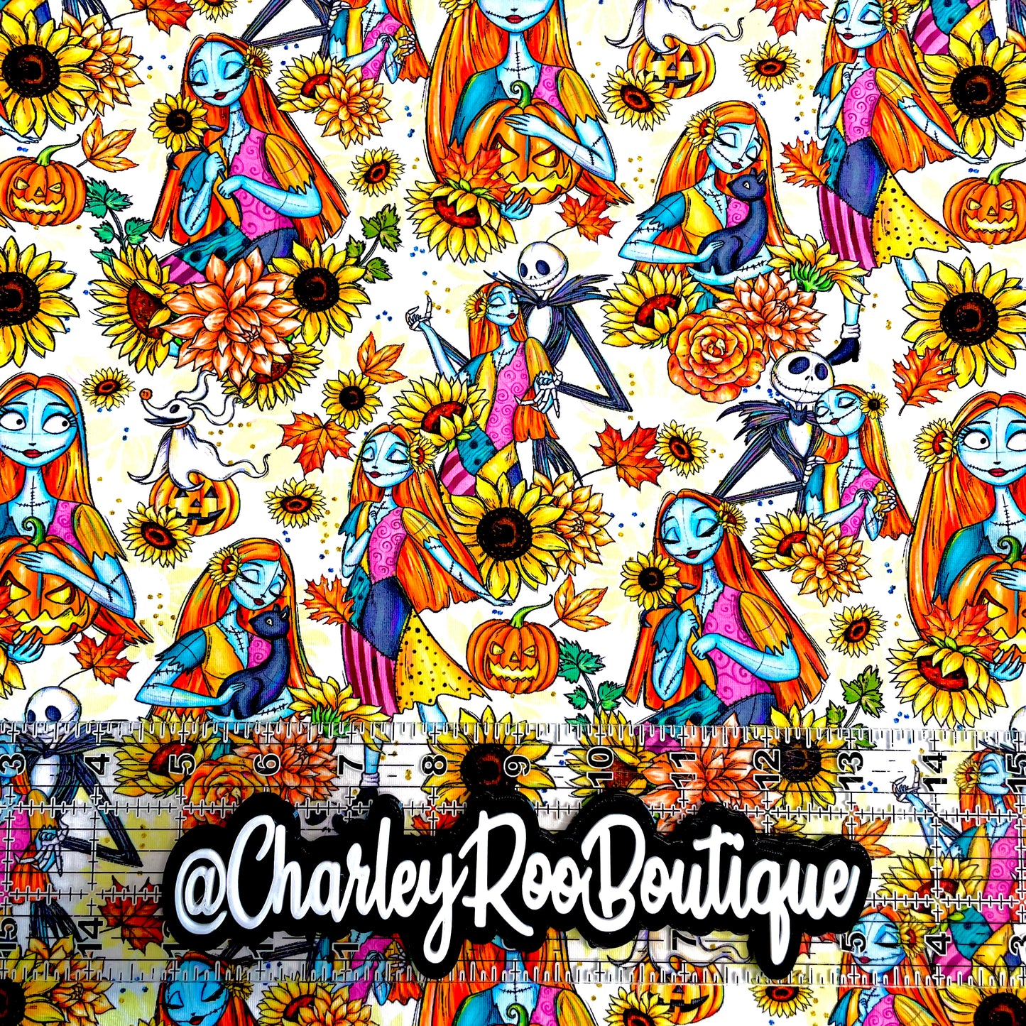 9x14 Tumbler Cut, Custom Fabric, CottonSpandex, High Quality, Mask Cut, Tumbler Fabric, Halloween, Fall, Sally, Sunflower NBC