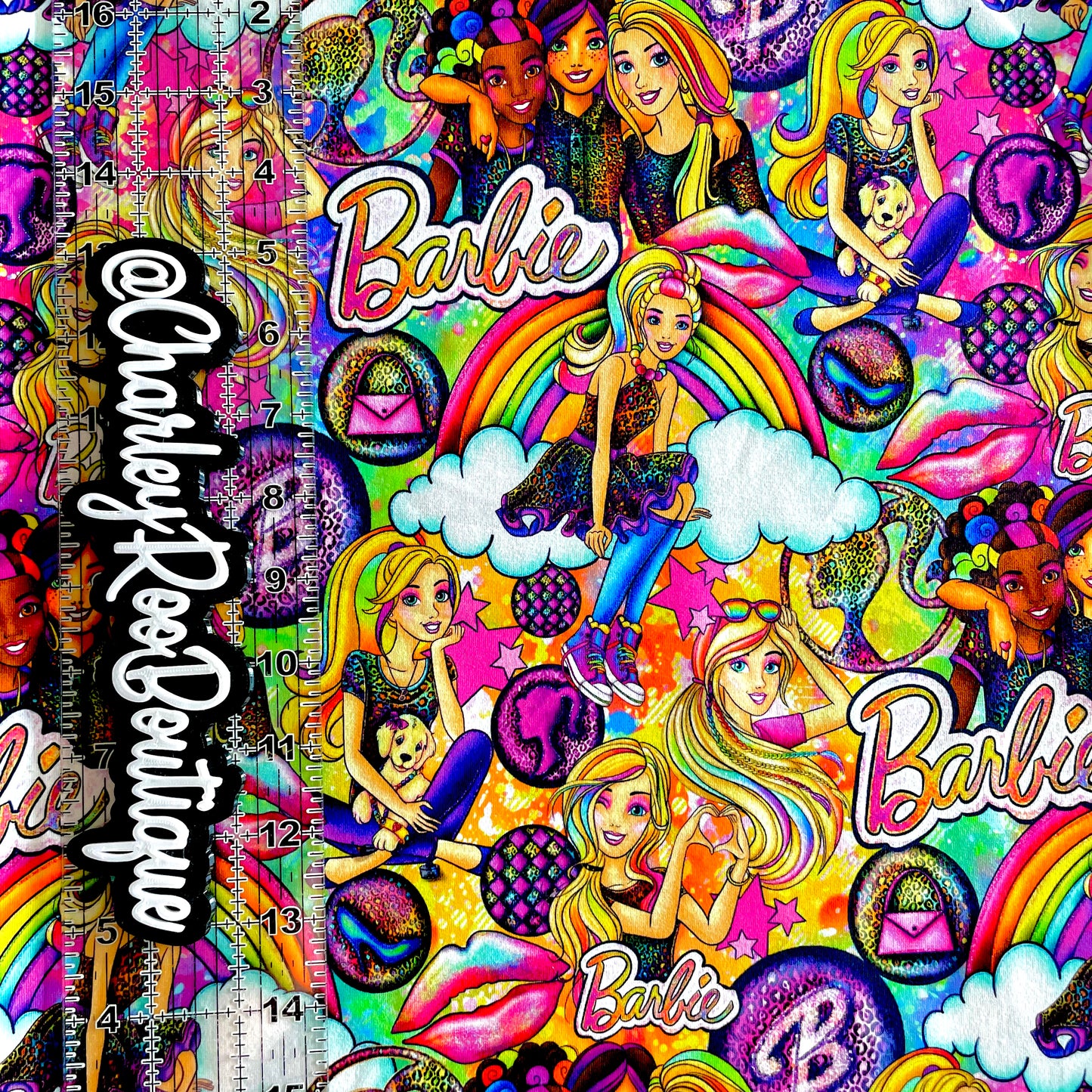 9x14 Tumbler Cut, Custom Fabric, CottonSpandex, High Quality, Mask Cut, Tumbler Fabric, Rainbow Barbie