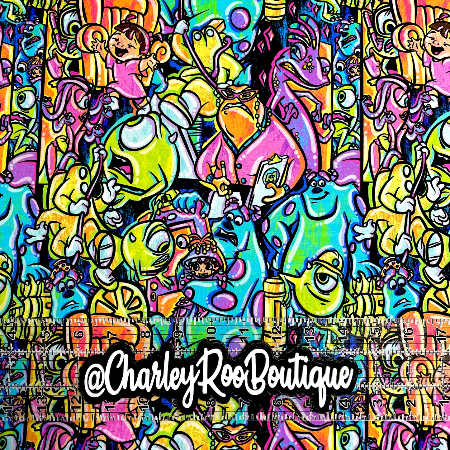 9x14 Tumbler Cut, Custom Fabric, CottonSpandex, High Quality, Mask Cut, Tumbler Fabric, Monsters, Vibrant, Large