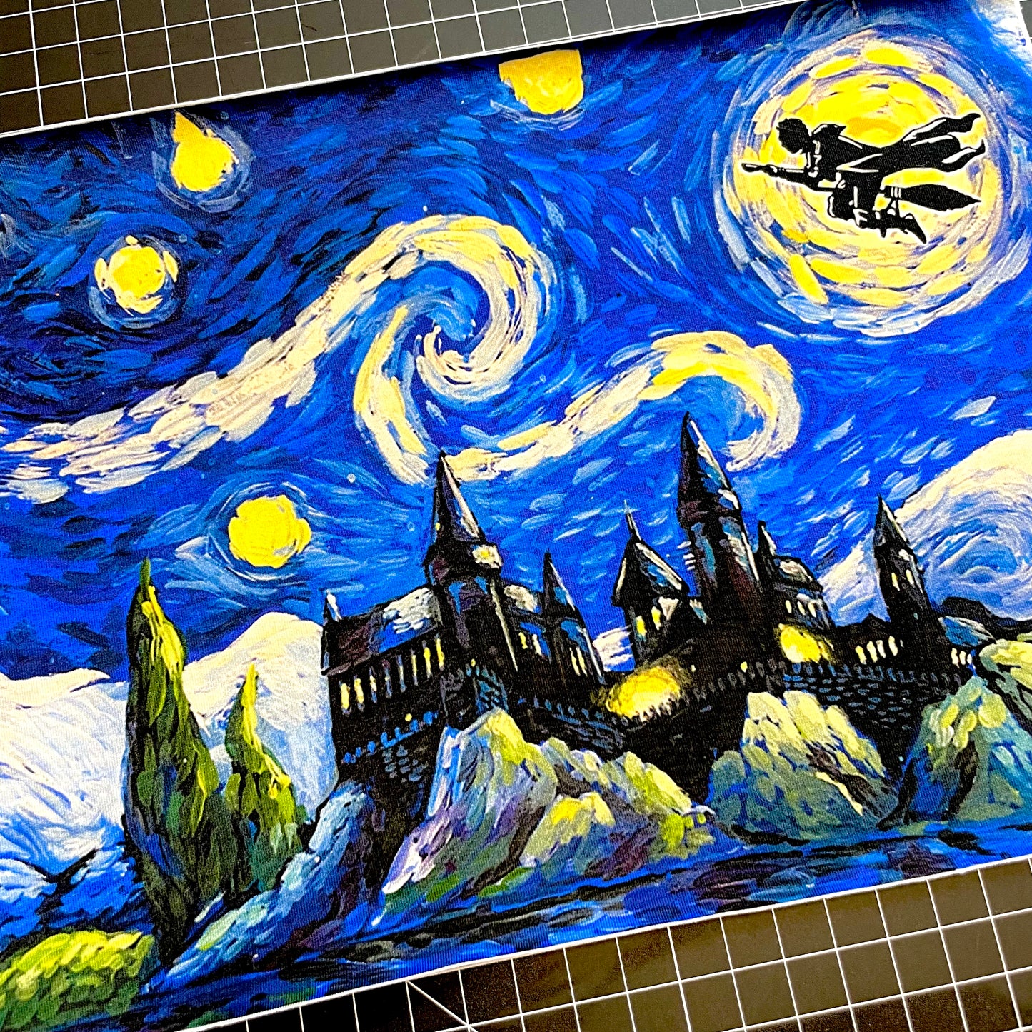 9x14 Tumbler Cut, Custom Fabric, CottonSpandex, High Quality, Mask Cut, Tumbler Fabric, Harry, Wizard, Starry HP Castle, Precut