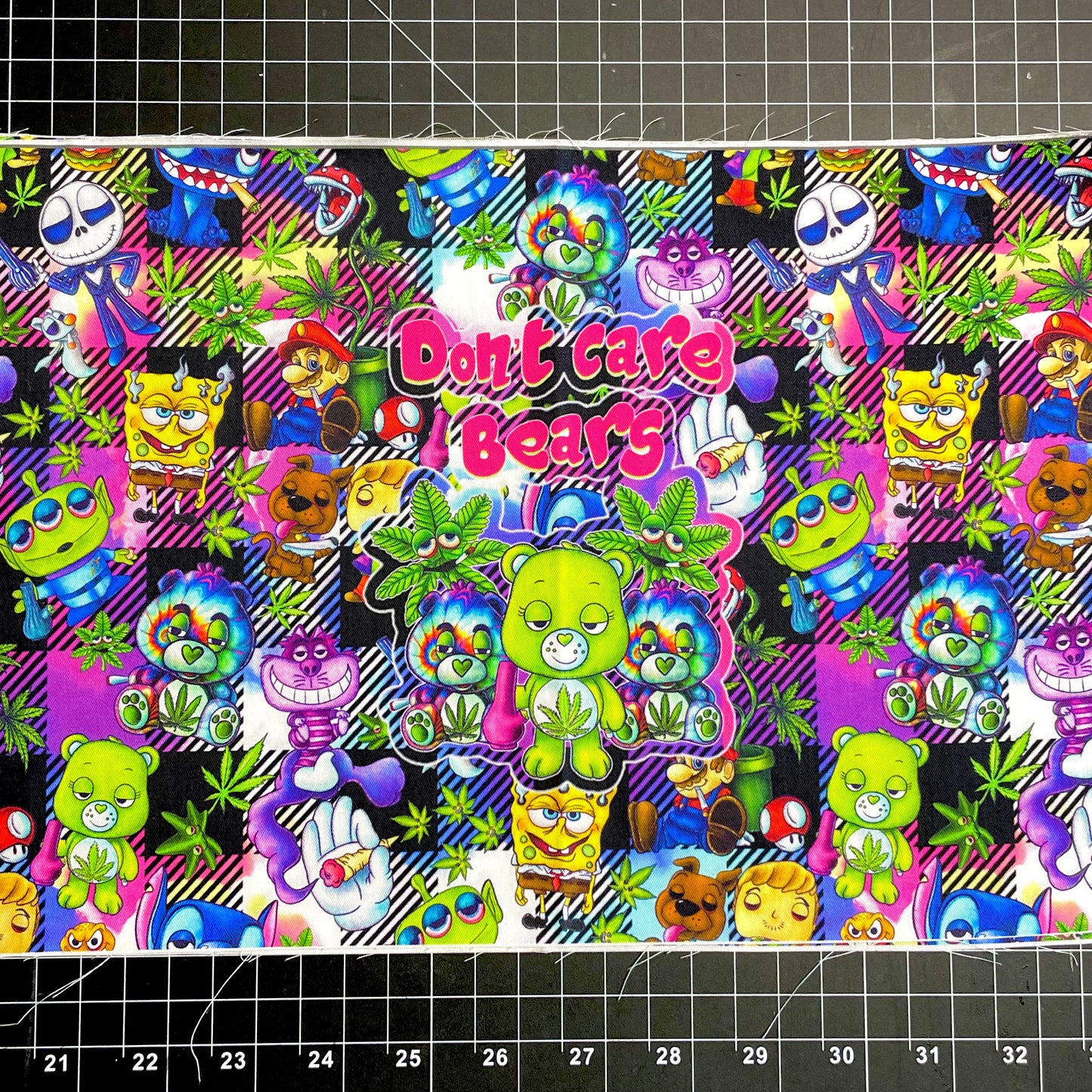9x14 Tumbler Cut, Custom Fabric, CW Cotton Woven, High Quality, Mask Cut, Tumbler Fabric, Don’t Care Bears, Precut