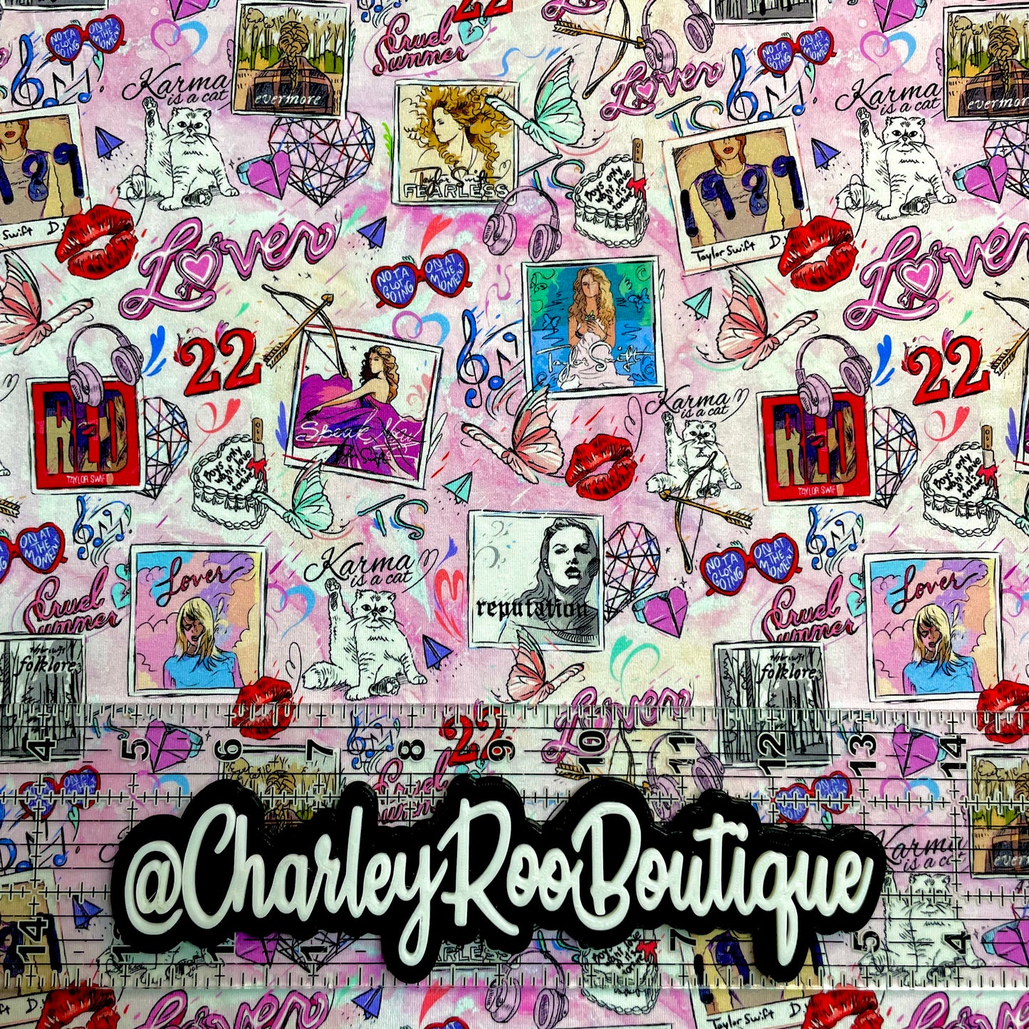 9x14 Tumbler Cut, Custom Fabric, CottonSpandex, High Quality, Mask Cut, Tumbler Fabric, Swiftie, Artistic Tswift Elements