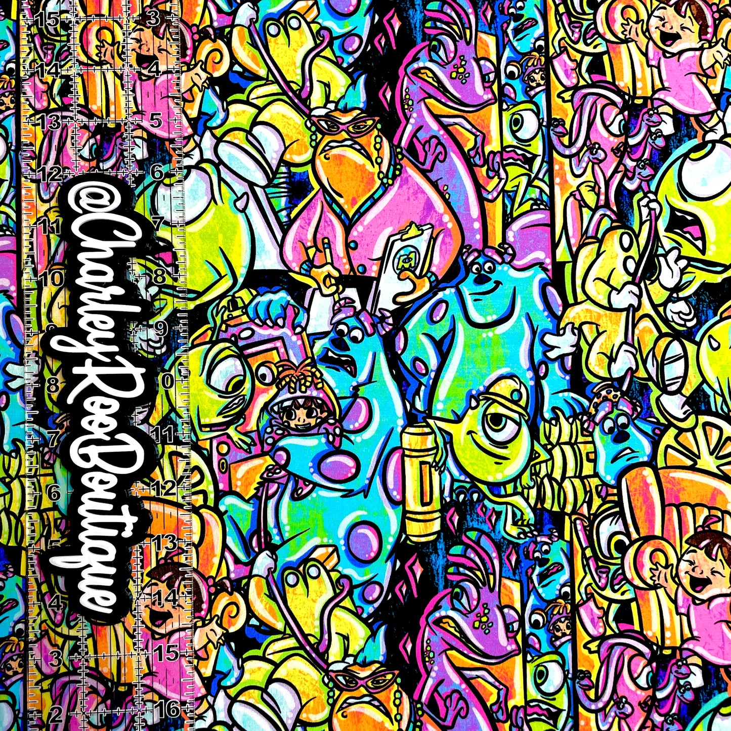 9x14 Tumbler Cut, Custom Fabric, CottonSpandex, High Quality, Mask Cut, Tumbler Fabric, Monsters, Vibrant, Large