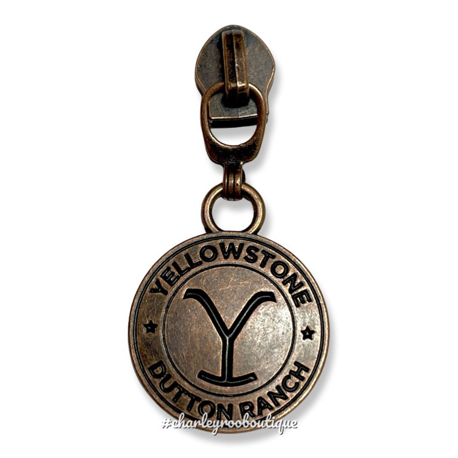 Zipper Pull, Country, Western Show, Y, Antique Copper