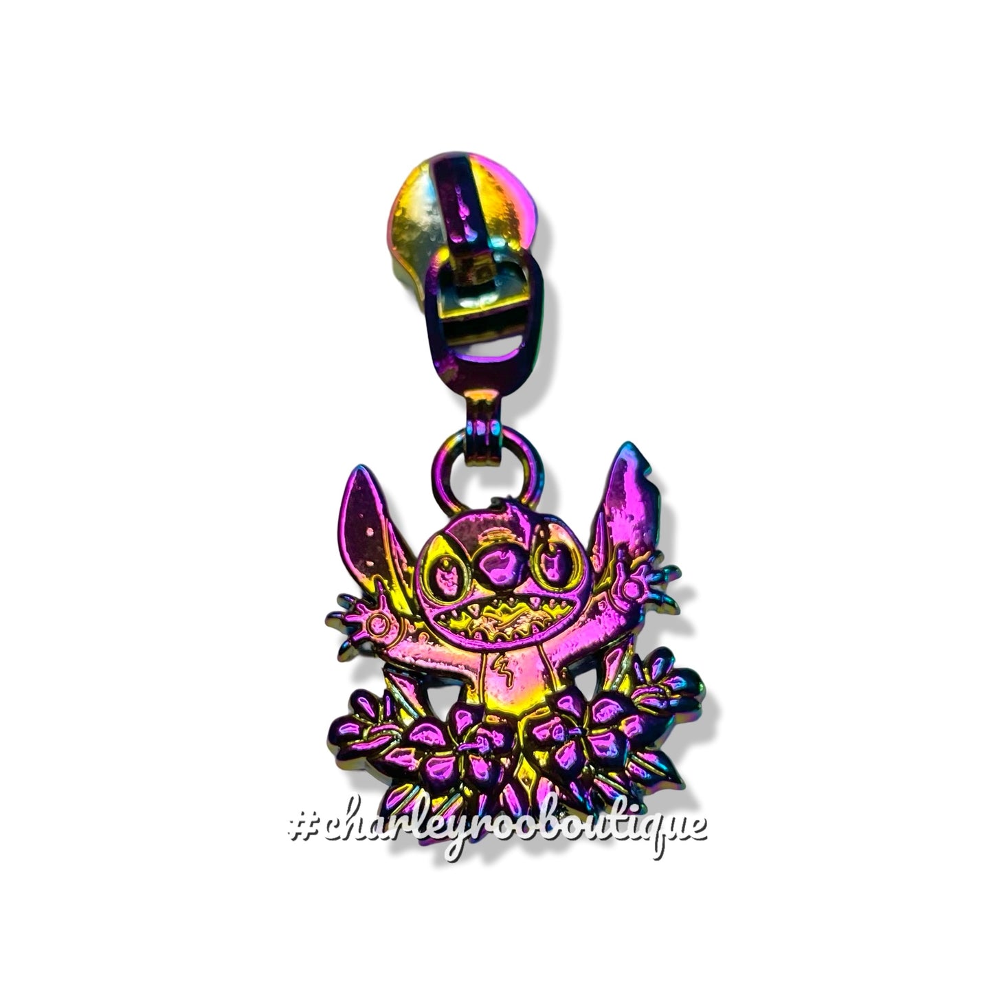 Zipper Pull, Floral Stitch, Rainbow