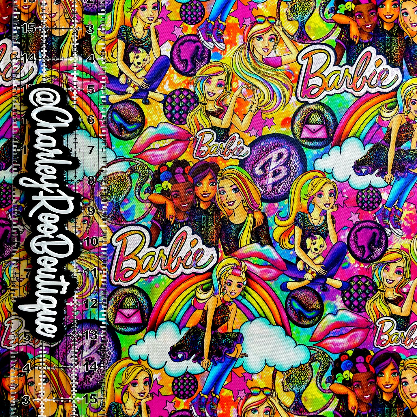 9x14 Tumbler Cut, Custom Fabric, CW Cotton Woven, High Quality, Tumbler Fabric, Rainbow Barbie