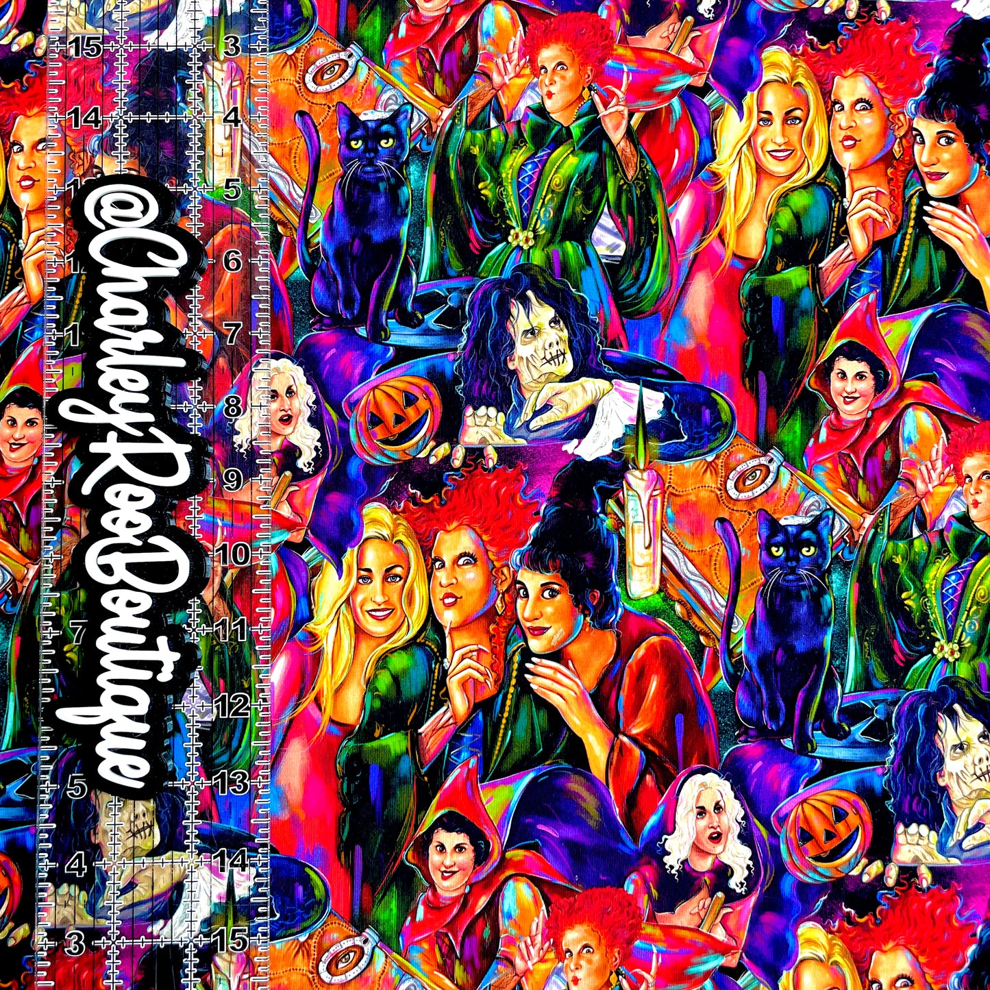 9x14 Tumbler Cut, Custom Fabric, CottonSpandex, High Quality, Mask Cut, Tumbler Fabric, Halloween, Hocus, Sisters, Spell, Glorious Morning, Stacked