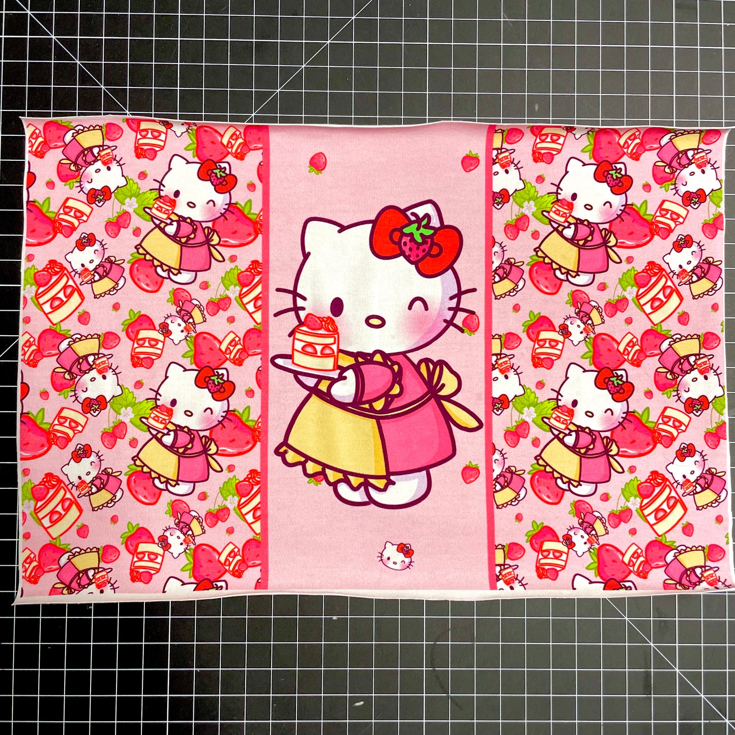 9x14 Tumbler Cut, Custom Fabric, CottonSpandex, High Quality, Halloween, Mask Cut, Tumbler Fabric, Strawberry Kitty, Precut