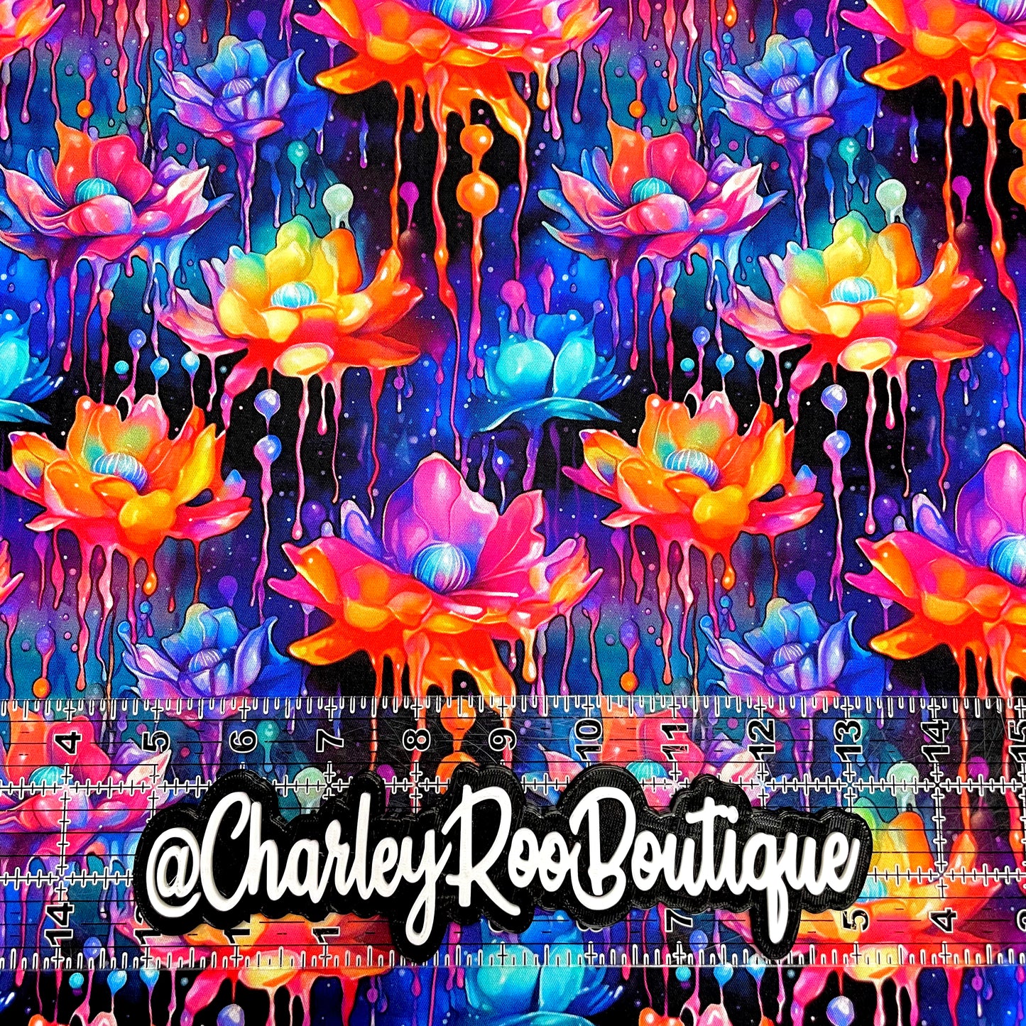 9x14 Tumbler Cut, Custom CW Cotton Woven, High Quality, Tumbler Fabric, Watercolor Floral Drip