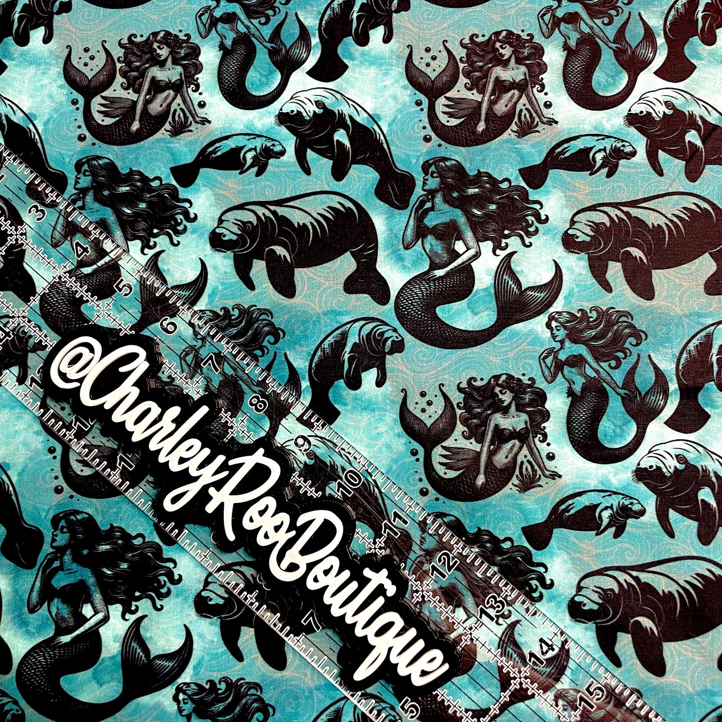 Exclusive, 9x14 Tumbler Cut, Custom Fabric, CW Cotton Woven, High Quality, Tumbler Fabric, Mermaids & Manatees