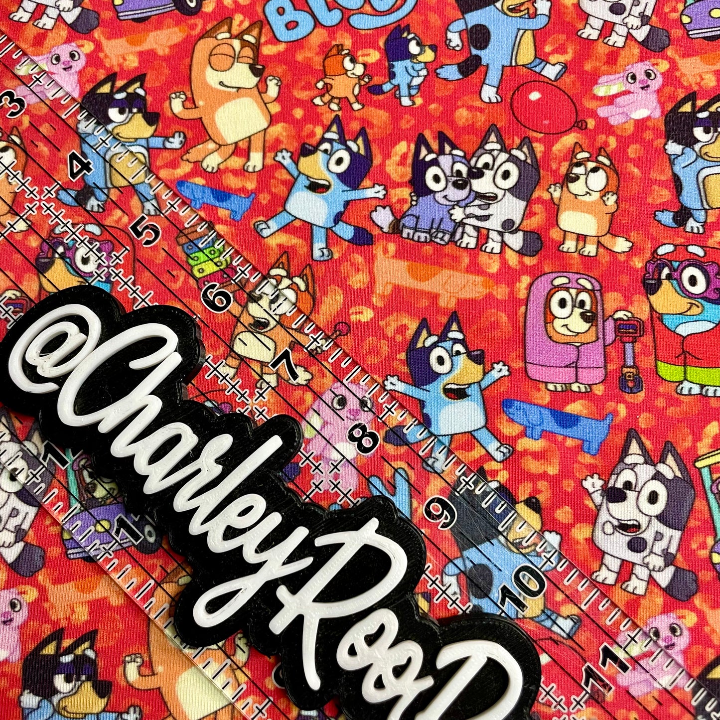 Exclusive, 9x14 Tumbler Cut, Custom Fabric, CottonSpandex, High Quality, Tumbler Fabric, CRB, Long Dog, Bluey Fire Leopard