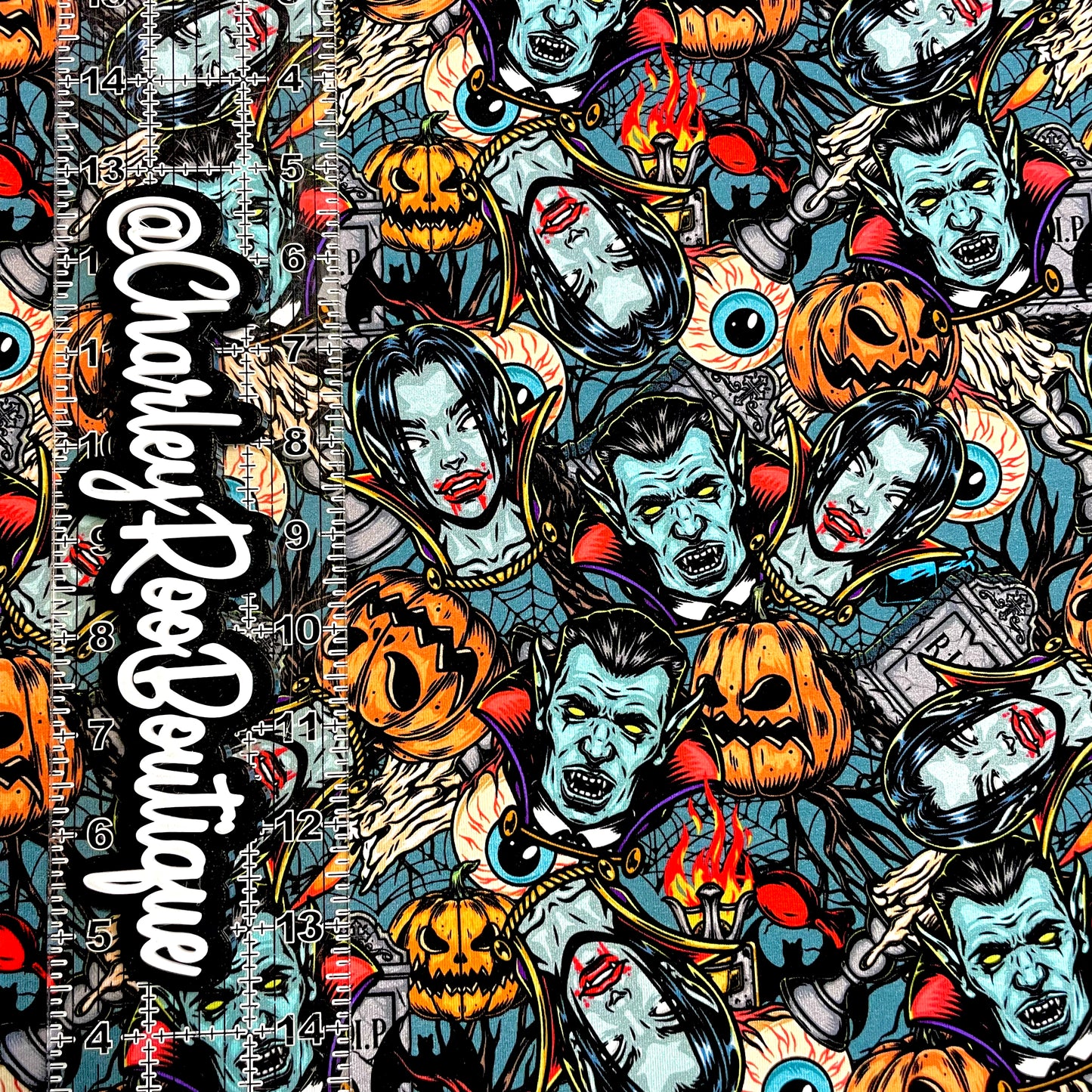 9x14 Tumbler Cut, Custom Fabric, CottonSpandex, High Quality, Mask Cut, Tumbler Fabric, Halloween Nightmares