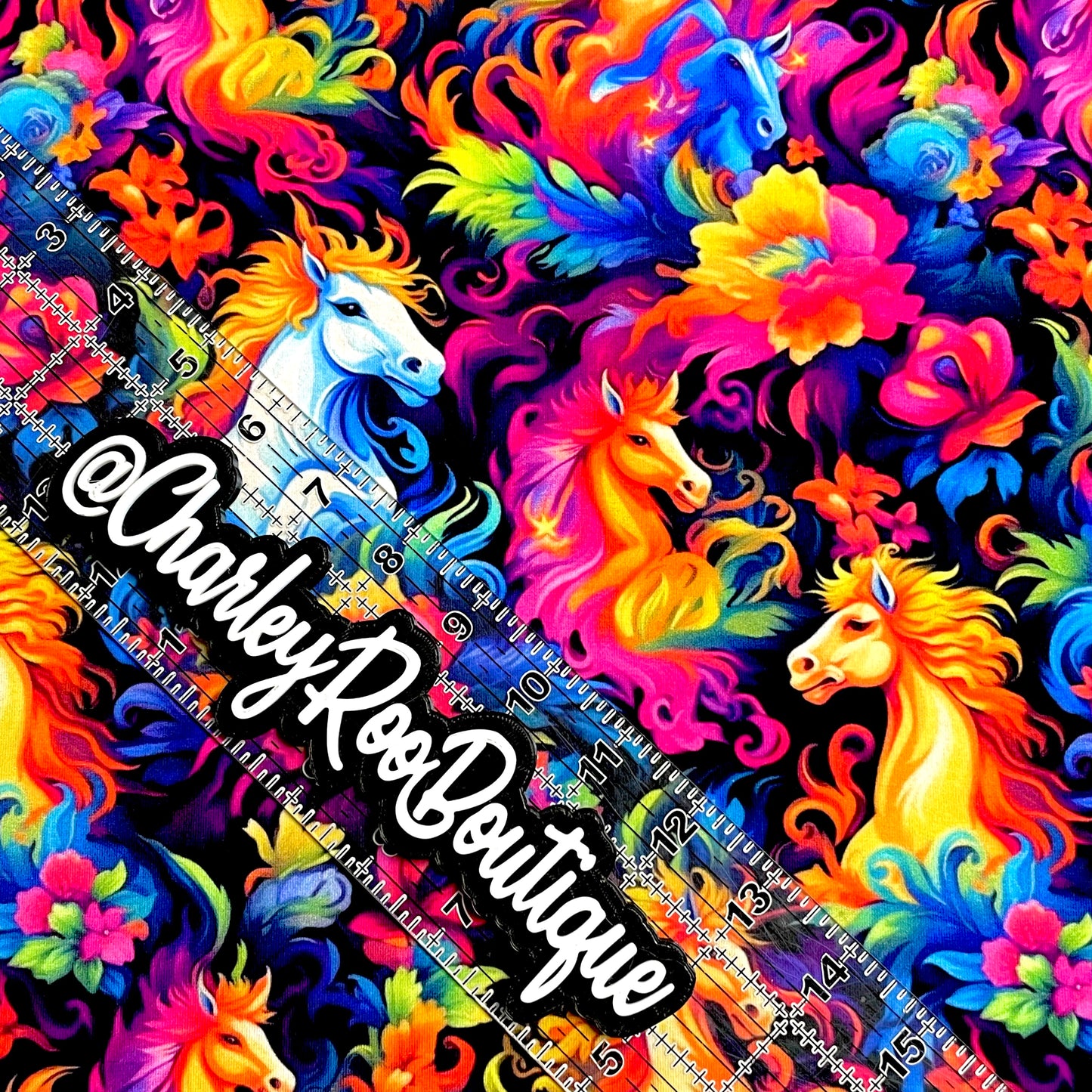 9x14 Tumbler Cut, Custom Fabric, CottonSpandex, High Quality, Mask Cut, Tumbler Fabric, Neon Wild Horses