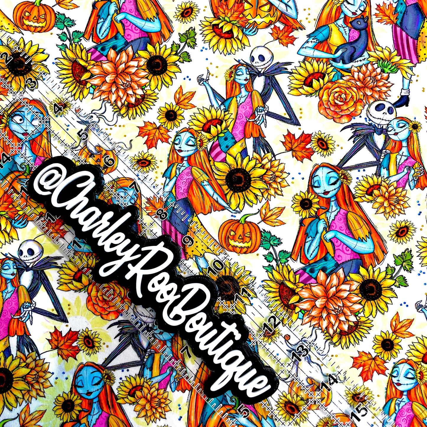 9x14 Tumbler Cut, Custom Fabric, CottonSpandex, High Quality, Mask Cut, Tumbler Fabric, Halloween, Fall, Sally, Sunflower NBC