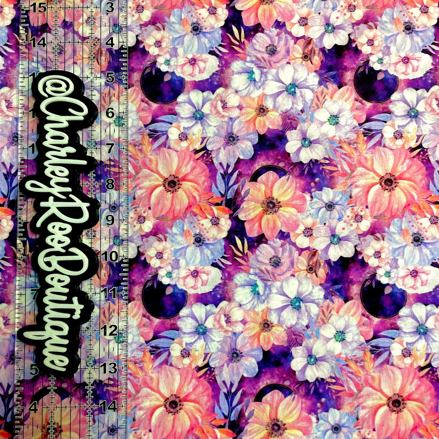 Exclusive, 9x14 Tumbler Cut, Custom Fabric, CW Cotton Woven, High Quality, Tumbler Fabric, Purple Floral, Galaxy, Elipse
