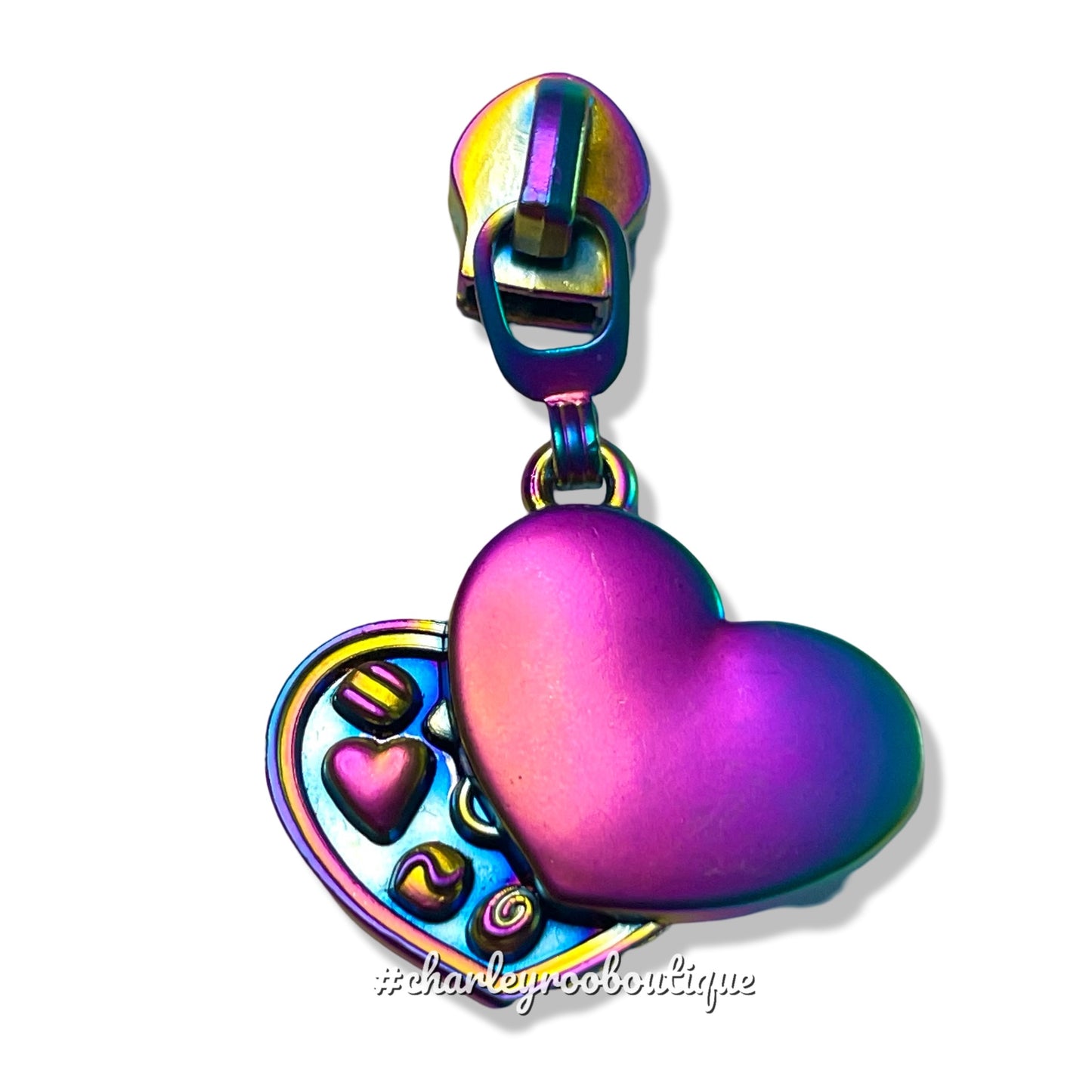 Zipper Pull, Heart, Box of Chocolates, Valentines, Matte Rainbow