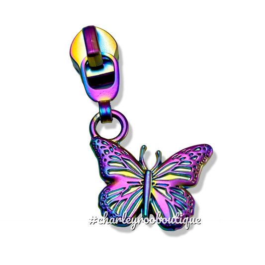 Zipper Pull, Butterfly, Matte Rainbow