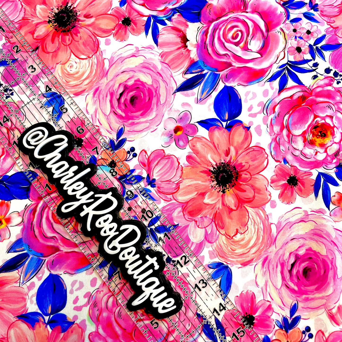 9x14 Tumbler Cut, Custom Fabric, CottonSpandex, High Quality, Mask Cut, Tumbler Fabric, Leopard Lady, Floral, Pink and Blue, Large