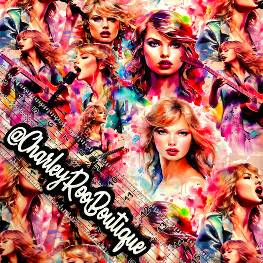 Exclusive, 9x14 Tumbler Cut, Custom Fabric, CottonSpandex, High Quality, Tumbler Fabric, Swiftie, TSwift Portraits, Cream