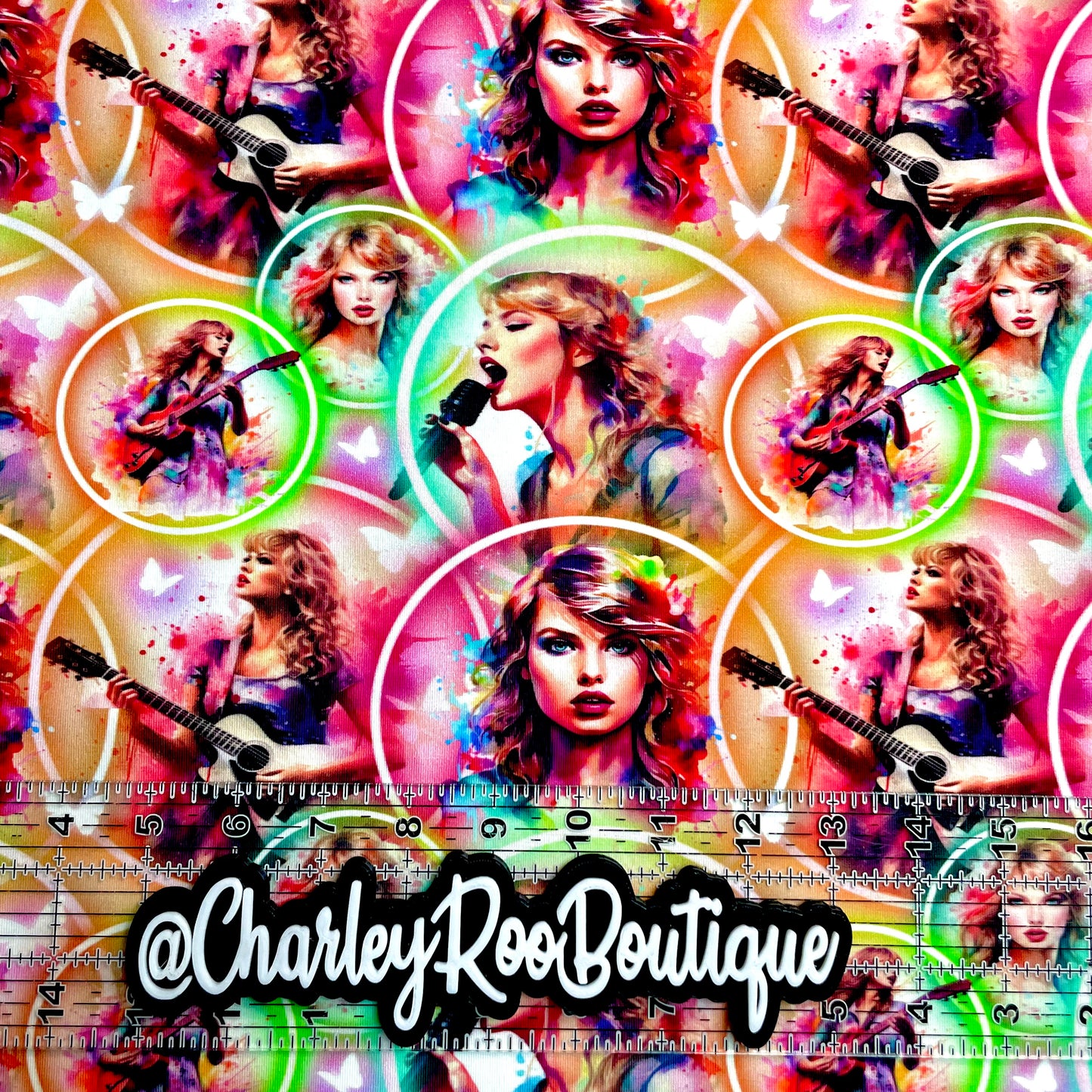Exclusive, 9x14 Tumbler Cut, Custom Fabric, CottonSpandex, High Quality, Tumbler Fabric, Swiftie, Neon TSwift Frames