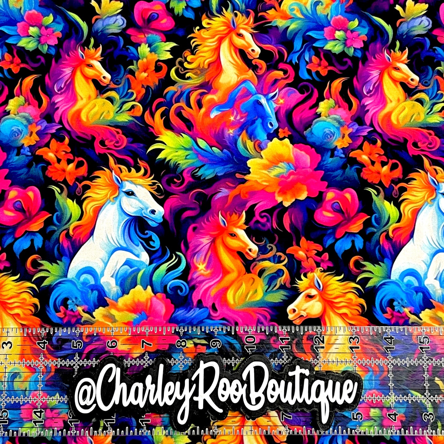 9x14 Tumbler Cut, Custom Fabric, CottonSpandex, High Quality, Mask Cut, Tumbler Fabric, Neon Wild Horses