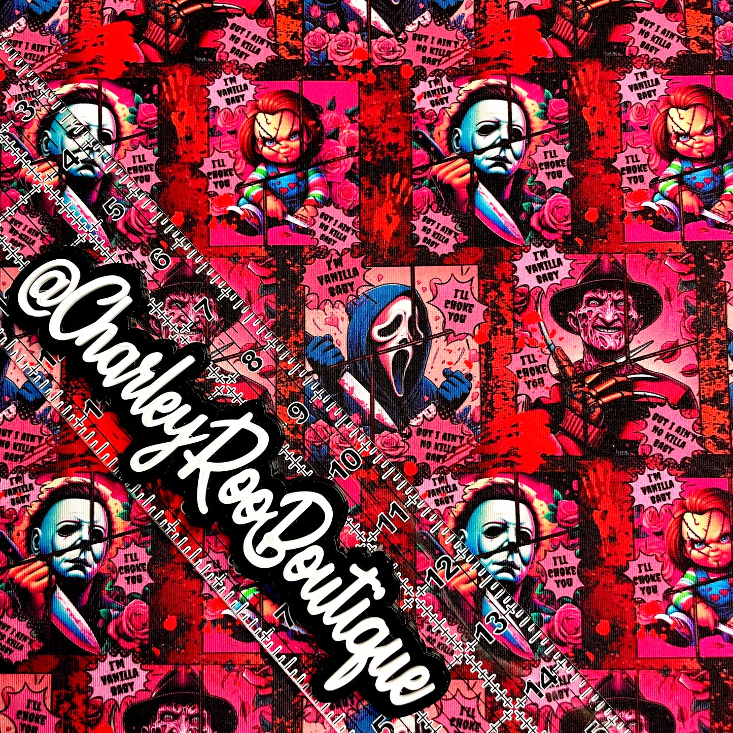 Exclusive, 9x14 Tumbler Cut, Custom Fabric, CottonSpandex, High Quality, Tumbler Fabric, Horror, Vanilla Baby, Full Color