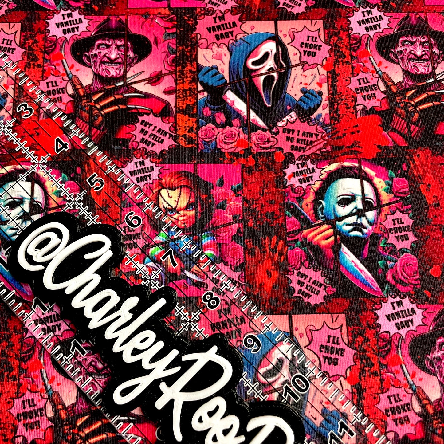 Exclusive, 9x14 Tumbler Cut, Custom Fabric, CottonSpandex, High Quality, Tumbler Fabric, Horror, Vanilla Baby, Full Color