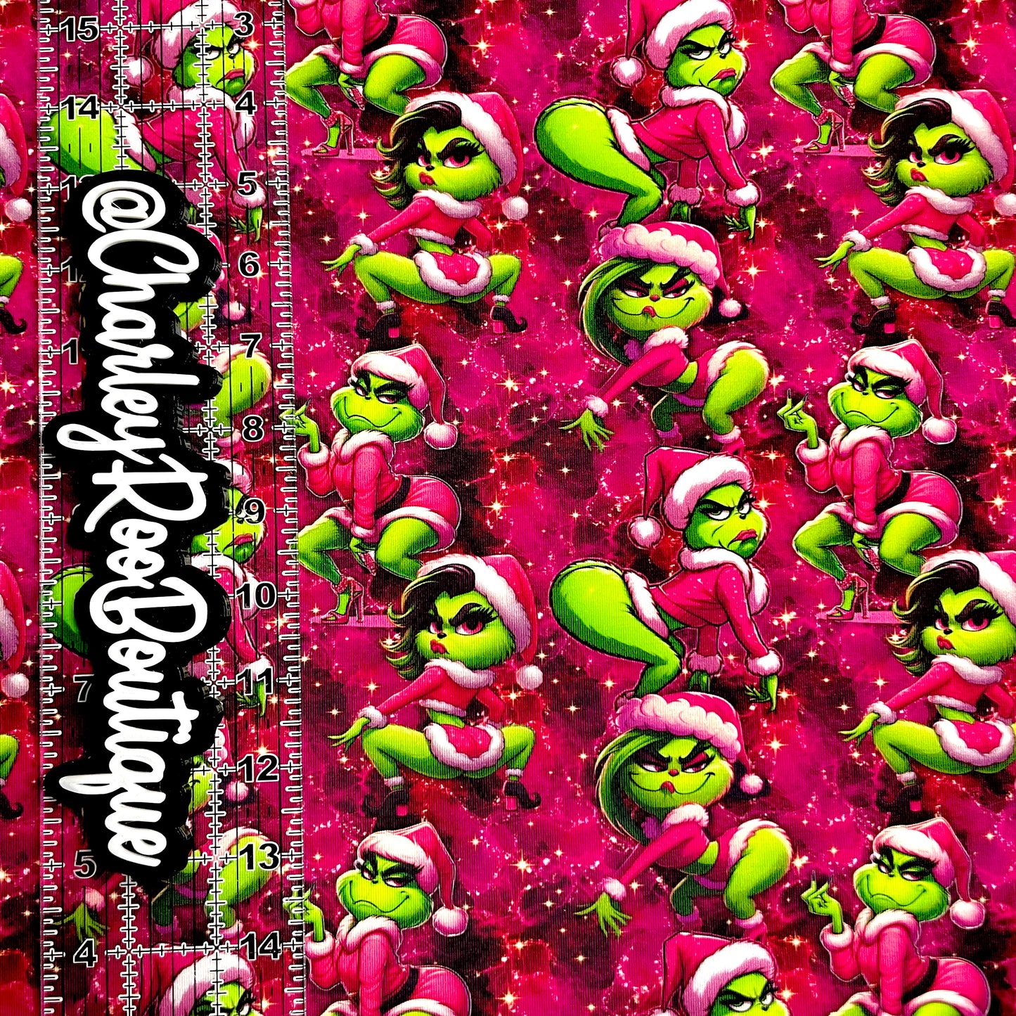 Exclusive, 9x14 Tumbler Cut, Custom Fabric, CottonSpandex, High Quality, Tumbler Fabric, Bougie Grinch Girl, No Words