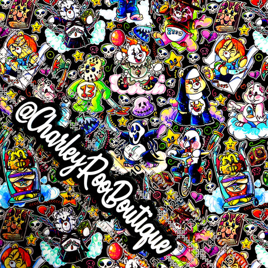 9x14 Tumbler Cut, Custom Fabric, CW Cotton Woven, High Quality, Mask Cut, Tumbler Fabric, Horror Bears