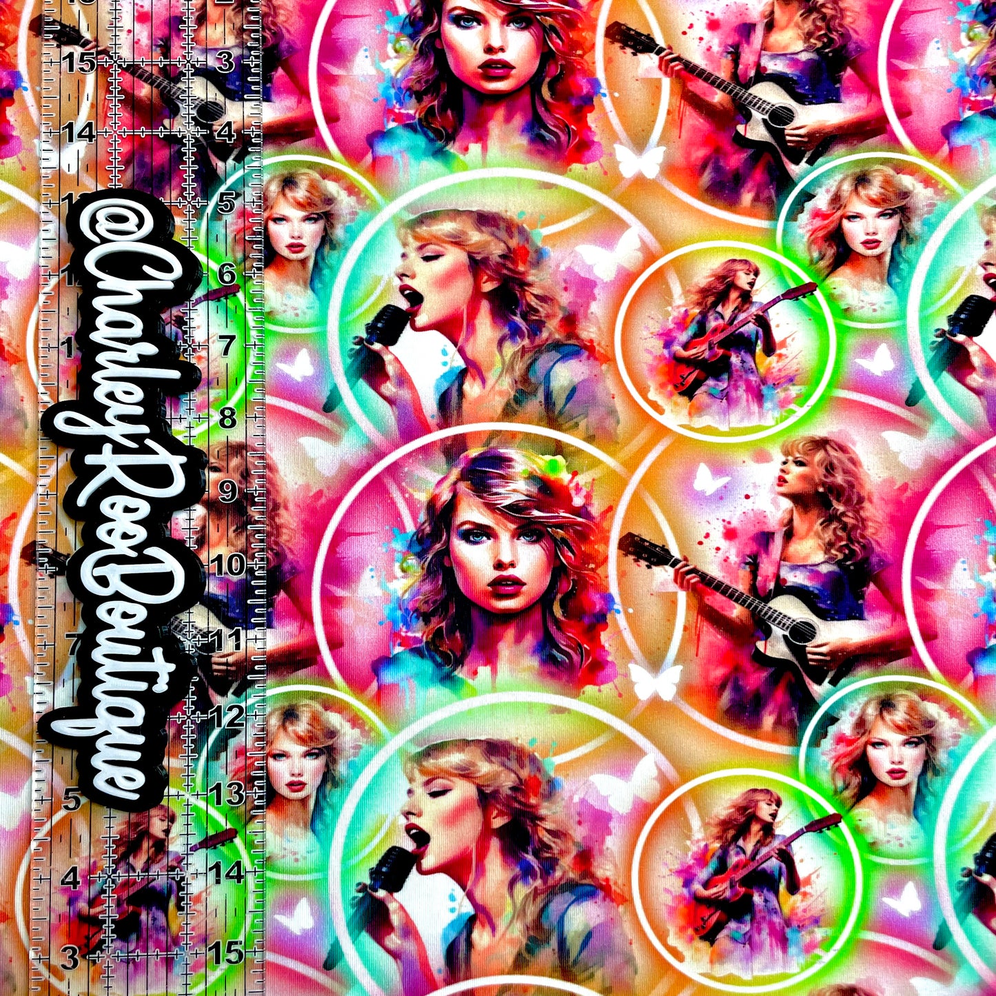 Exclusive, 9x14 Tumbler Cut, Custom Fabric, CottonSpandex, High Quality, Tumbler Fabric, Swiftie, Neon TSwift Frames