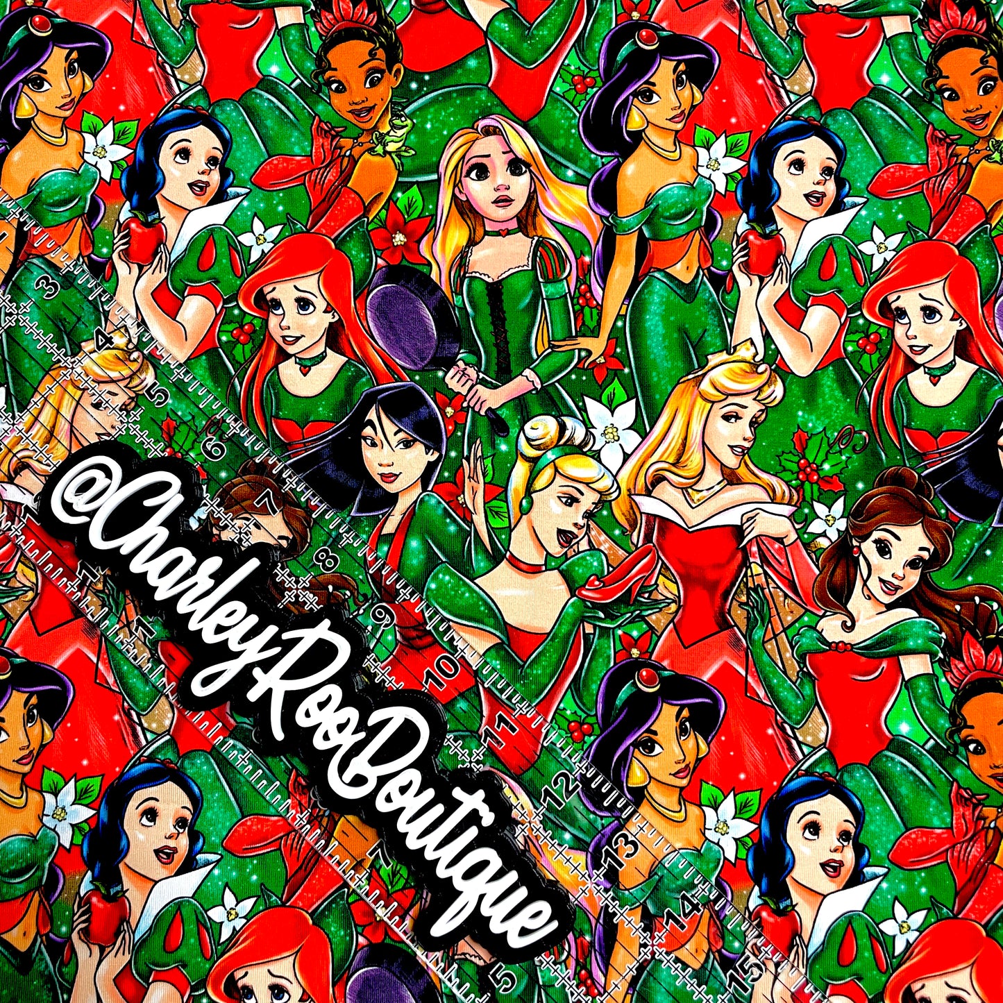 9x14 Tumbler Cut, Custom Fabric, CottonSpandex, High Quality, Mask Cut, Tumbler Fabric, Holiday Princesses