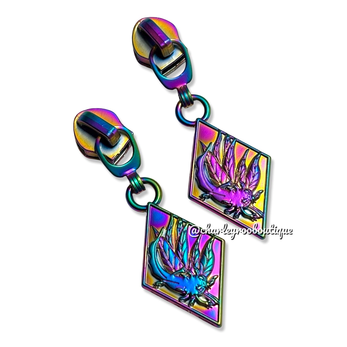 Zipper Pull, Axolotl, Matte Rainbow