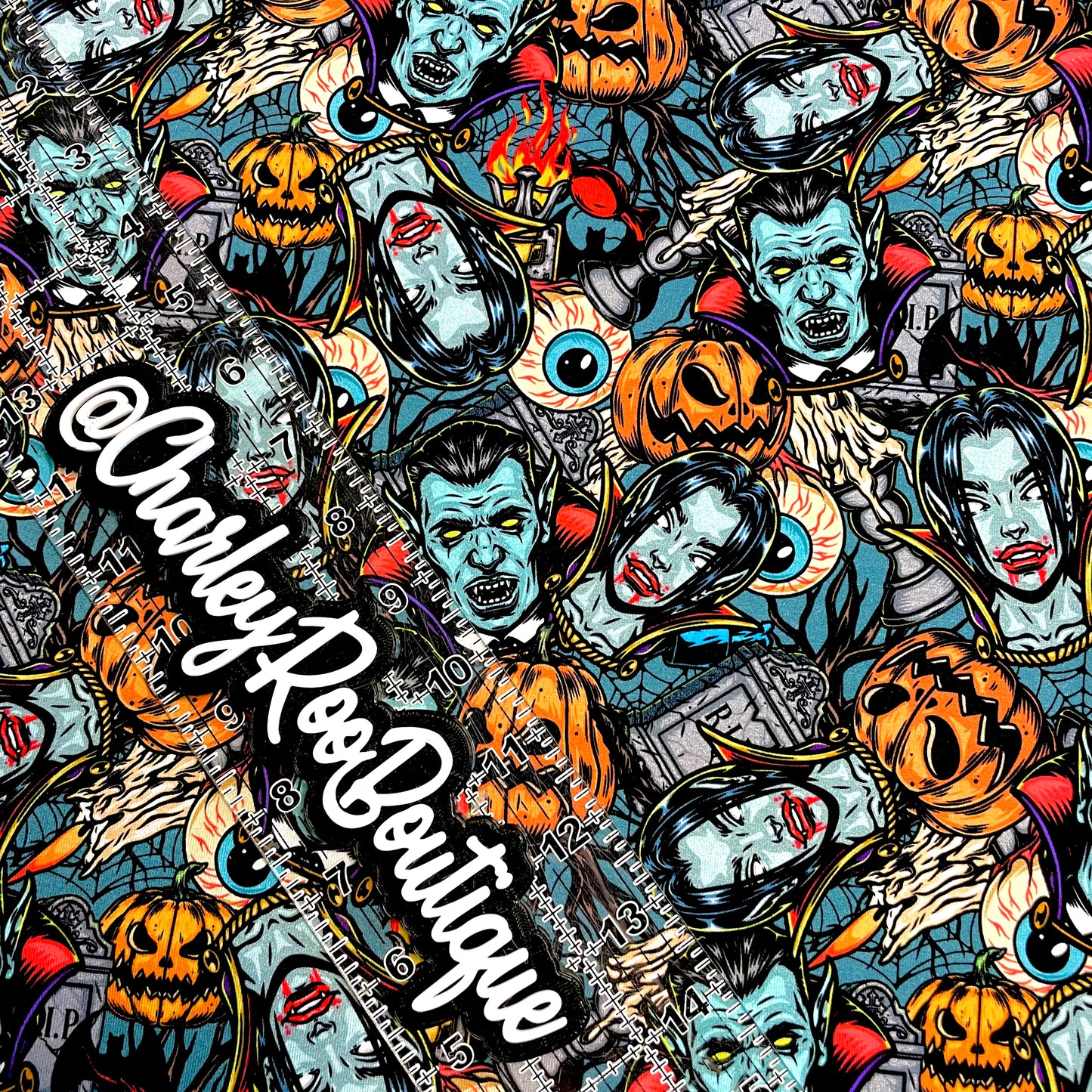 9x14 Tumbler Cut, Custom Fabric, CottonSpandex, High Quality, Mask Cut, Tumbler Fabric, Halloween Nightmares
