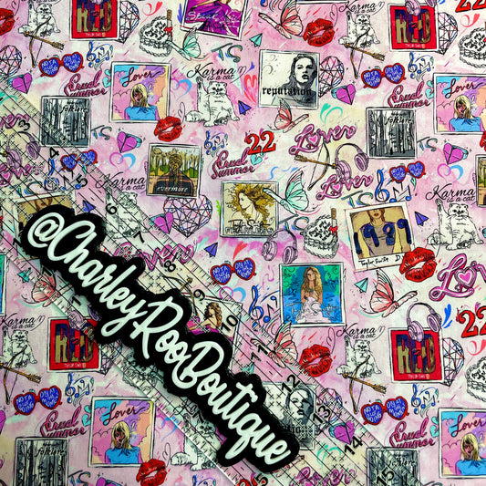 9x14 Tumbler Cut, Custom Fabric, CW Cotton Woven, High Quality, Tumbler Fabric, Swiftie, Artistic TSwift Elements