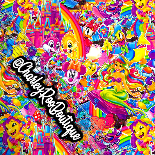 9x14 Tumbler Cut, Custom Fabric, CottonSpandex, High Quality, Mask Cut, Tumbler Fabric, Disney, Neon, Rainbow, Mickey Minnie, Bright, Reg