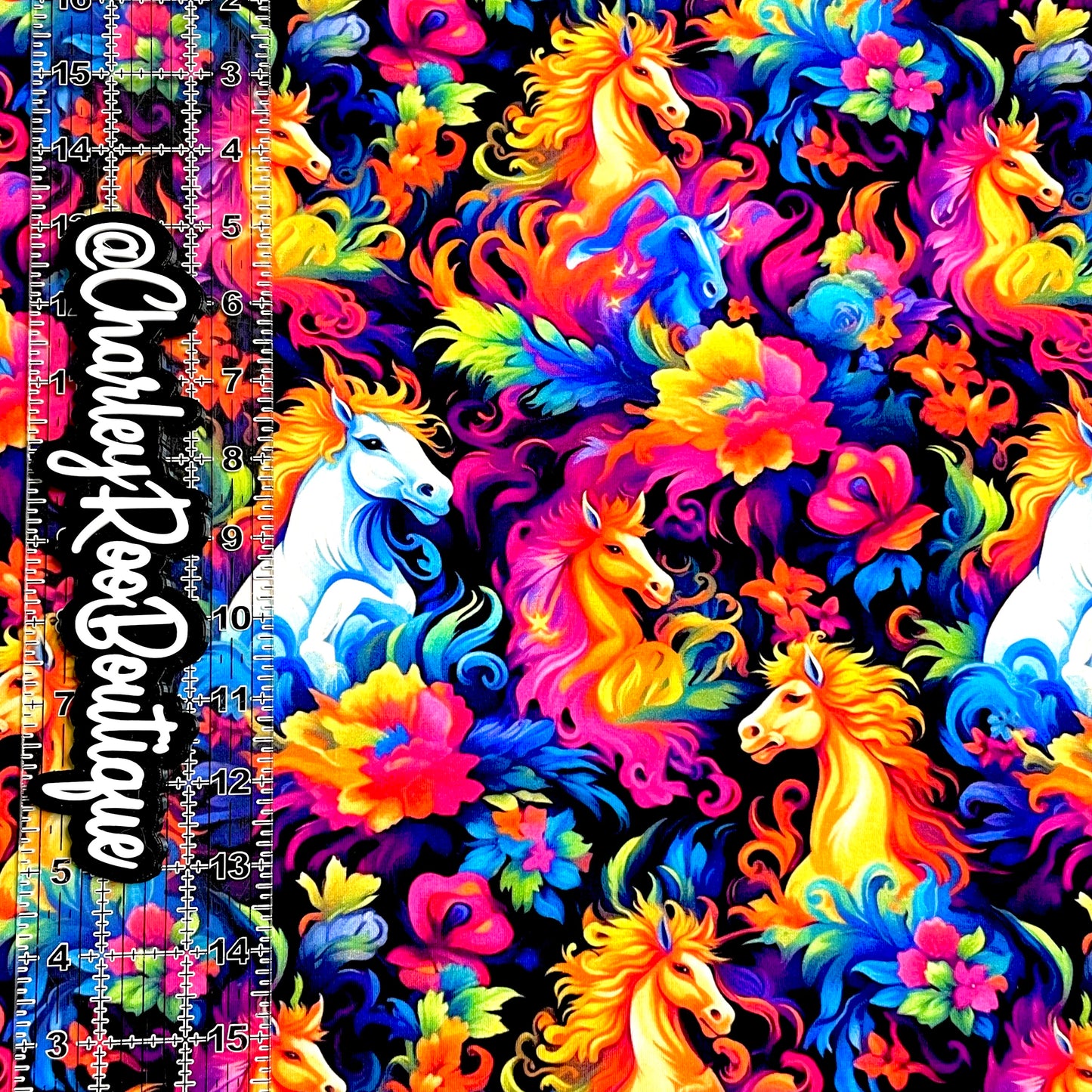9x14 Tumbler Cut, Custom Fabric, CottonSpandex, High Quality, Mask Cut, Tumbler Fabric, Neon Wild Horses